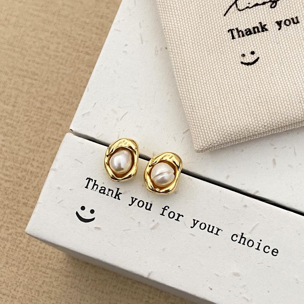 

Женские серьги-пусеты из пресноводного жемчуга класса люкс - осенне-зимний стиль мори, высококлассный простой дизайн