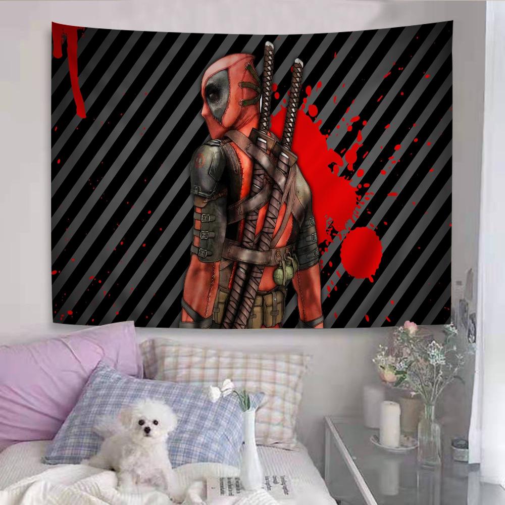 DDeadpool Cartoon Tapestry Art Science Fiction Room Home Decor Wall Hanging Sheets