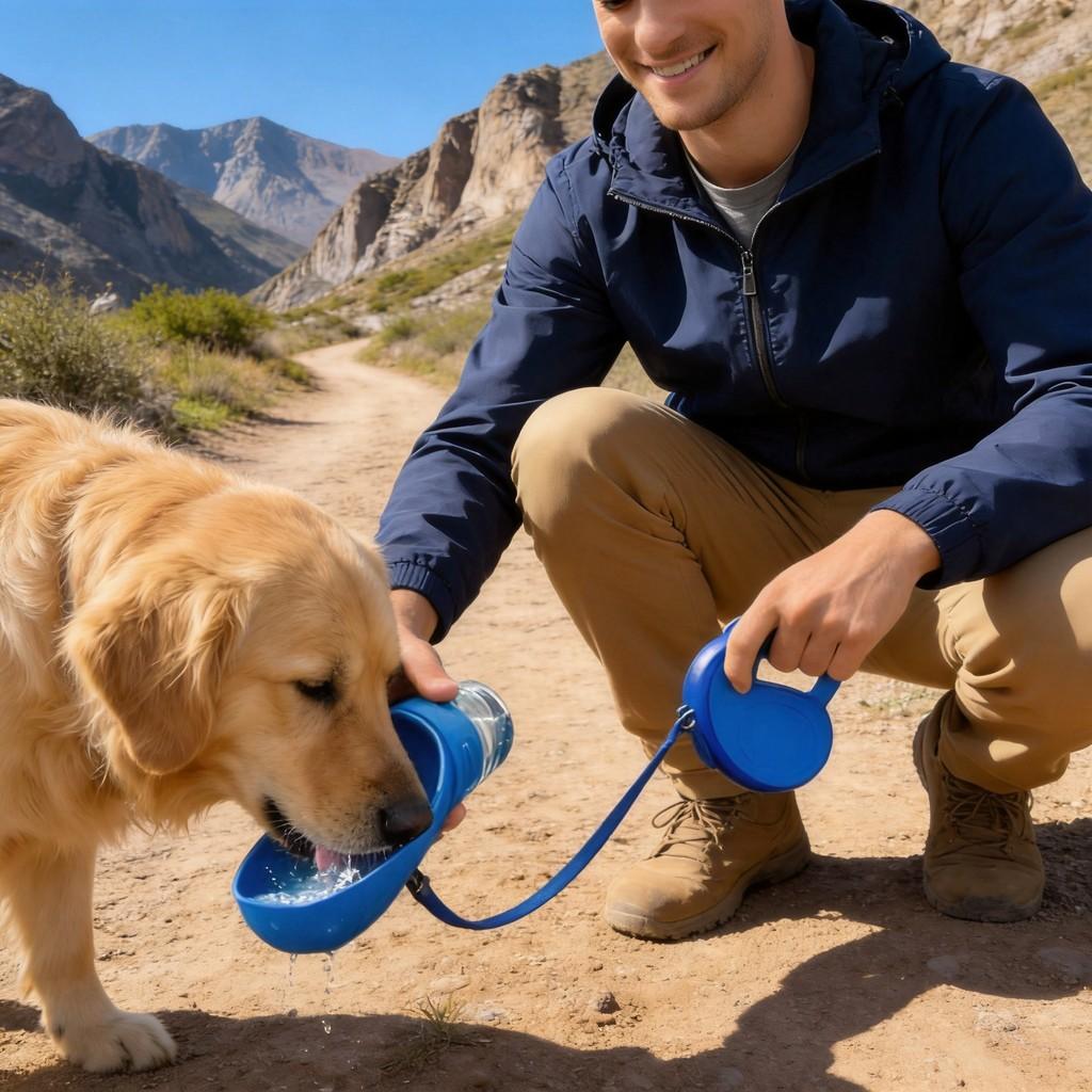 Pet Water Bottle With Feeder For Dogs And Cats Outdoor Travel Portable Plastic