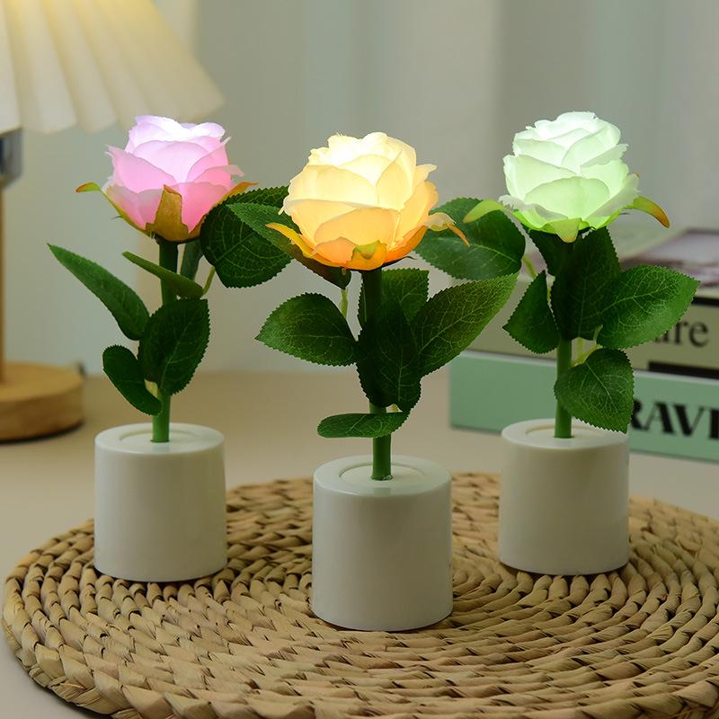 Grenzüberschreitende LED-Rosen-Nachtlicht - Valentinstagsgeschenk Blumentopf-Lampe für Atmosphäre und Kreativität