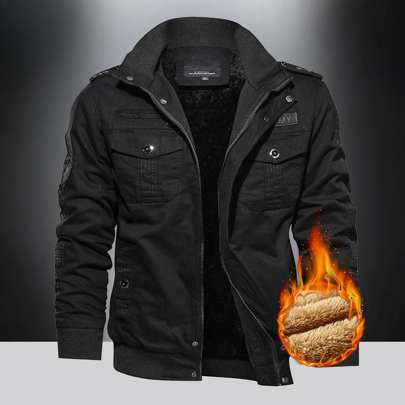 Cotton-padded Men's Winter New Velvet Padded Jacket Young and Middle-aged Cotton Plus Size Loose Cotton-padded Jacket Coat