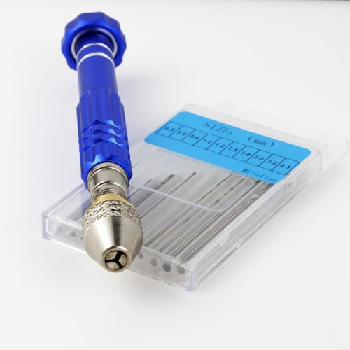 Precision Pin Vise with Drill, 0.5mm - 2.5mm, 10 Sizes, 20 Blades, Set, Hand Drill, Hole Making, Craft Tool, Resin, Model Making, Crafts