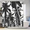 Modern Palm Tree Shower Curtain Black White Bath Decor Printed Polyester Fabric for Bathroom Decoration with Rod Pocket 72 X 84