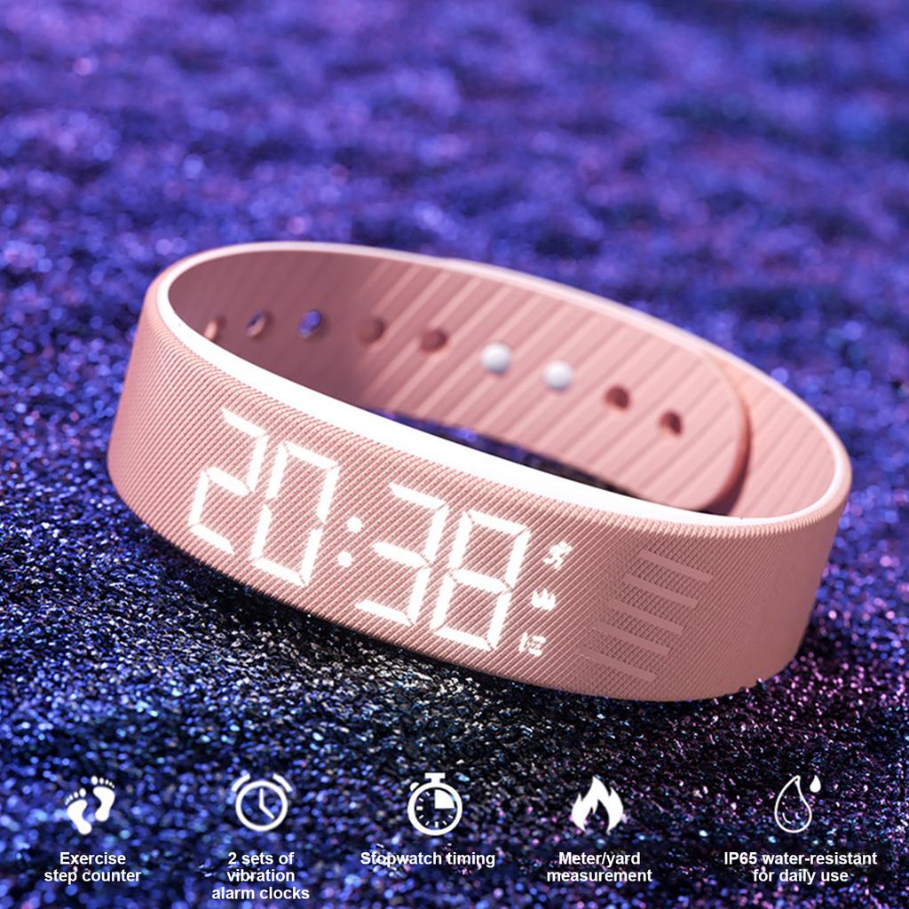 Alarm Clock Watches with Step Counter Pedometer Silent Vibration Alarm Watch Rechargeable for Heavy Sleepers Students