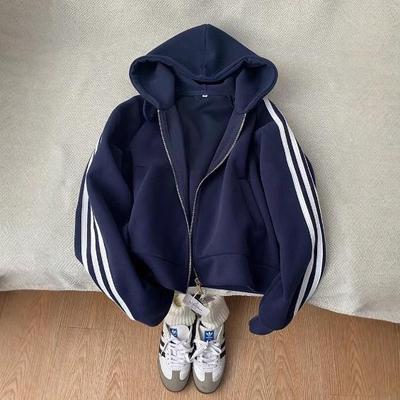 Women's Petite Three-Stripe Baseball Jacket - Spring/Autumn 2025 Korean Style