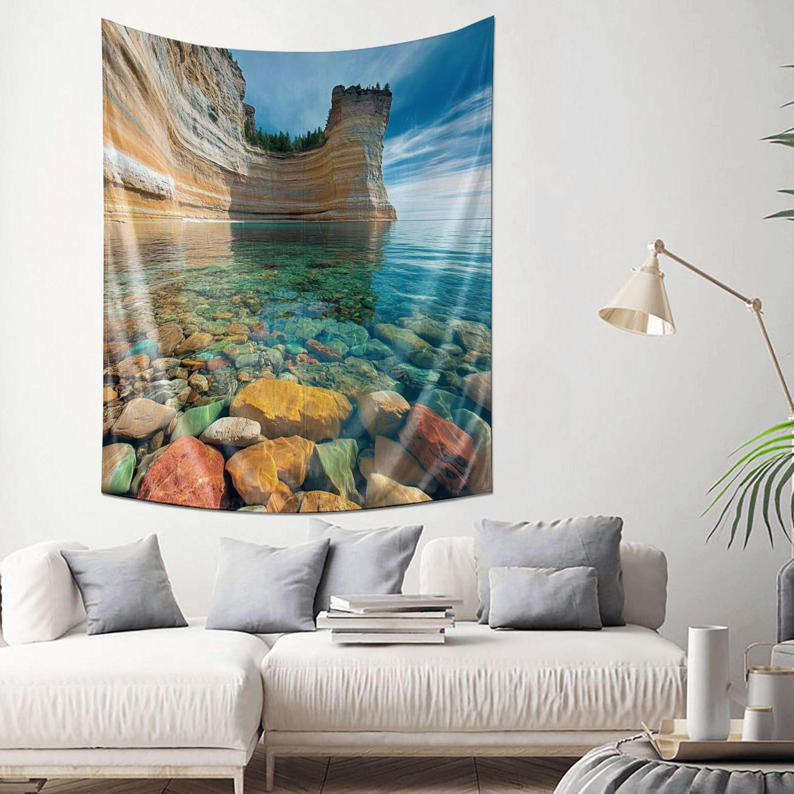 

Clear Sea and Rocks Tapestry Natural Beauty Home Decor Cozy Living Room Wall Hanging 74x94cm(29x37in)