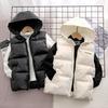 Kids' Hooded Wash-Free Down Vest for Fall/Winter, Unisex Outerwear Gilet, Medium To Large Sizes