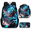 Set Zaino Scolastico Cartone Animato Anime Bambini Leggero Ergonomico Borsa a Spalla Doppia Con Portapranzo Astuccio Tessuto Oxford