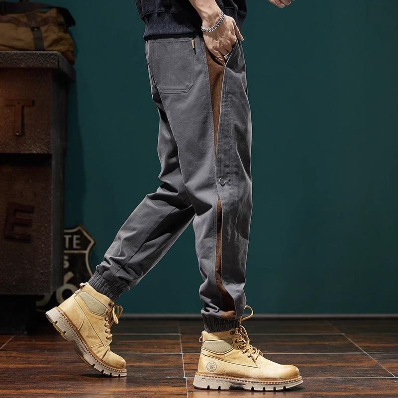 Men's Patchwork Color Block Casual Slim Fit Harem Pants - Spring/Autumn Trendy American Workwear.