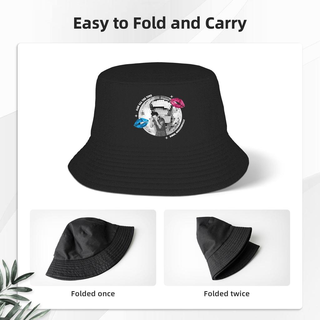 Streetwear Harrys Styles Kiss All The Time Disco Occasionally Bucket Hat Woman Lightweight Outdoor  Fishing Hat Sun Hat