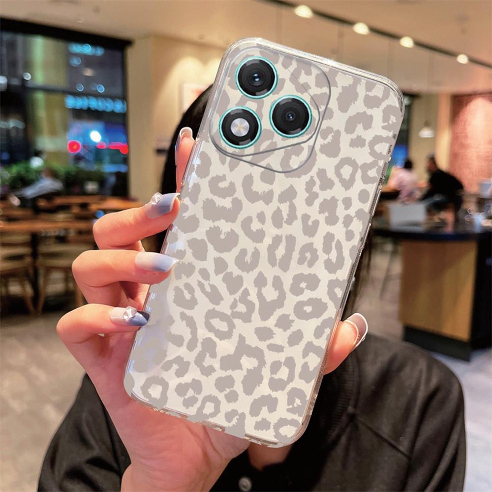 White Leopard Print Transparent For Honor 400 Pro 200 Lite 90 Smart 70 X7 Clear for Artistic Pink Marble Phone Case Couple Cover