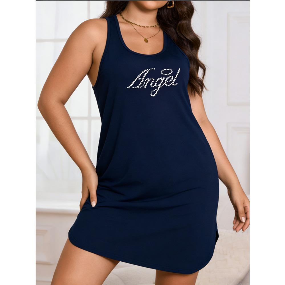 

Women s casual dress - Letter-print sleeveless dress, machine washable, suitable for holiday outfits in the fourth quarter 4XL