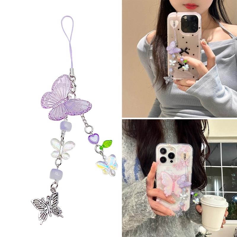 Eye Catching Phone Charm Unique Bowknot Keyring Stylish Keychain Phone Accessories Bag Pendant for Purse Backpack Wallet