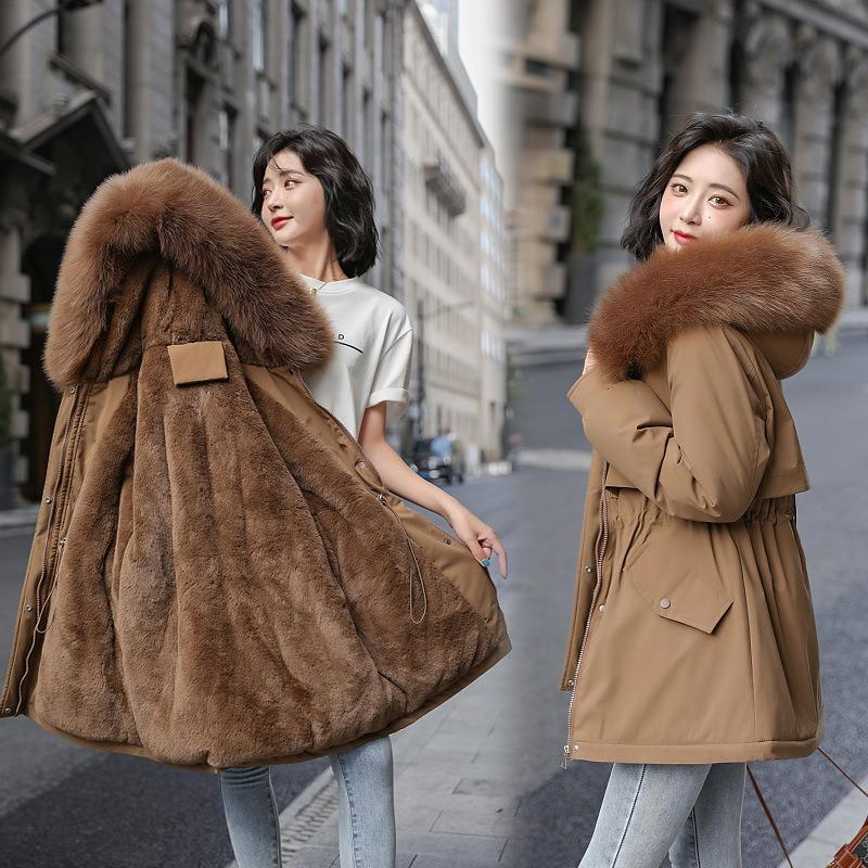 Padded clothes women's short padded jackets new winter clothes big fur collar padded clothes loose velvet pie to overcome the thickness of the coat