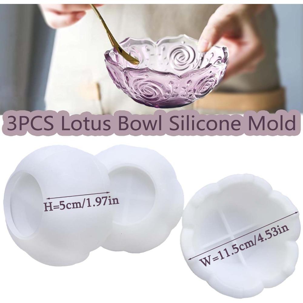 3pcs Flower Bowl Resin Mold Unique Lotus Bowl Silicone Mold 3D Container Storage Mold for Jewelry Candle Holder Silicone Molds for Resin 3pcs