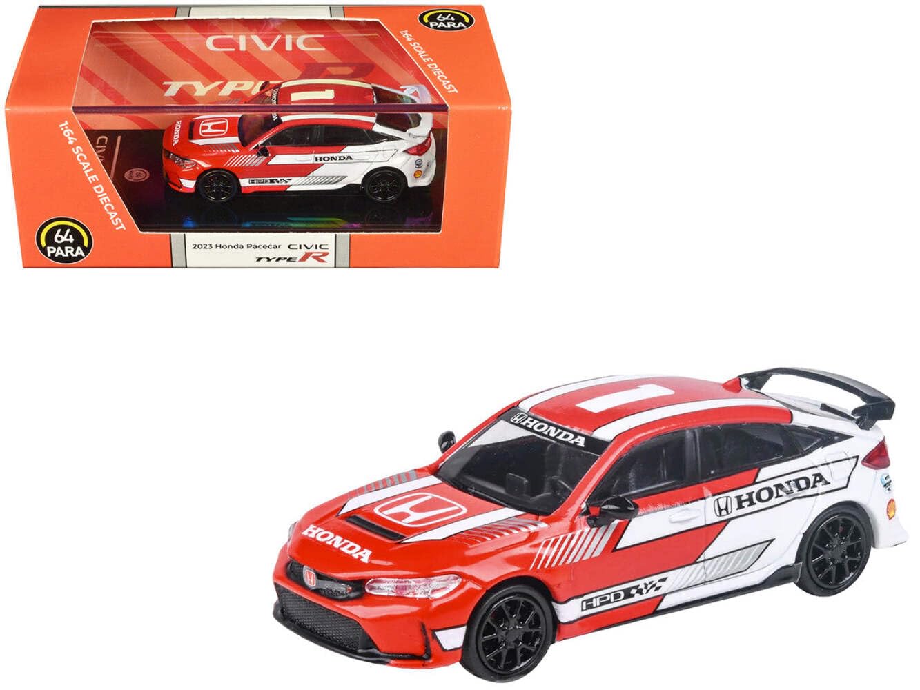 

Paragon 2023 Honda Civic Type R FL5 Red and White Indycar Pace Car Diecast Model Car Model 1/64