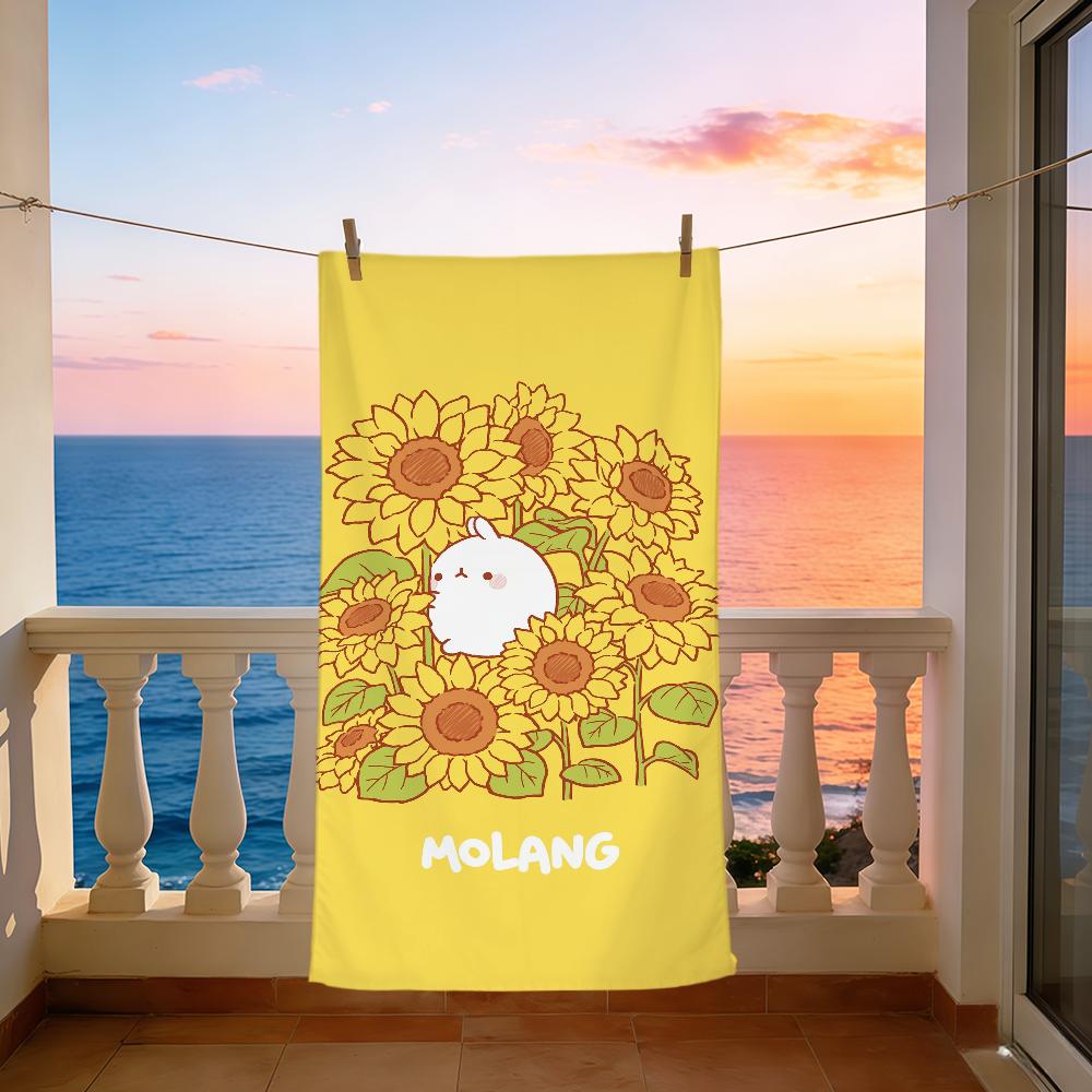 Cute Cartoon Art Rabbit M-Molangs Kawaii Towel Soft Beach Towels Trip Swim Pool Bathing Towel Gym Spa Home Decor Gift Holiday