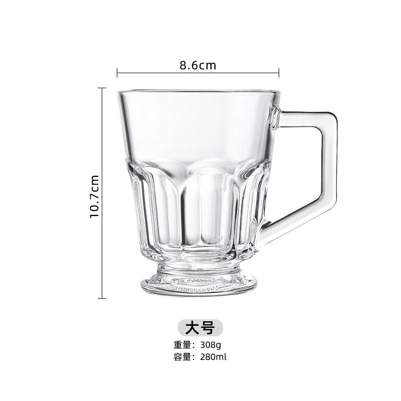 American Layered Iced Coffee Cups, Classic Cold Extract Latte Glass Mug with Handle, Small Teacup Water, Nordic Crystal Glasses