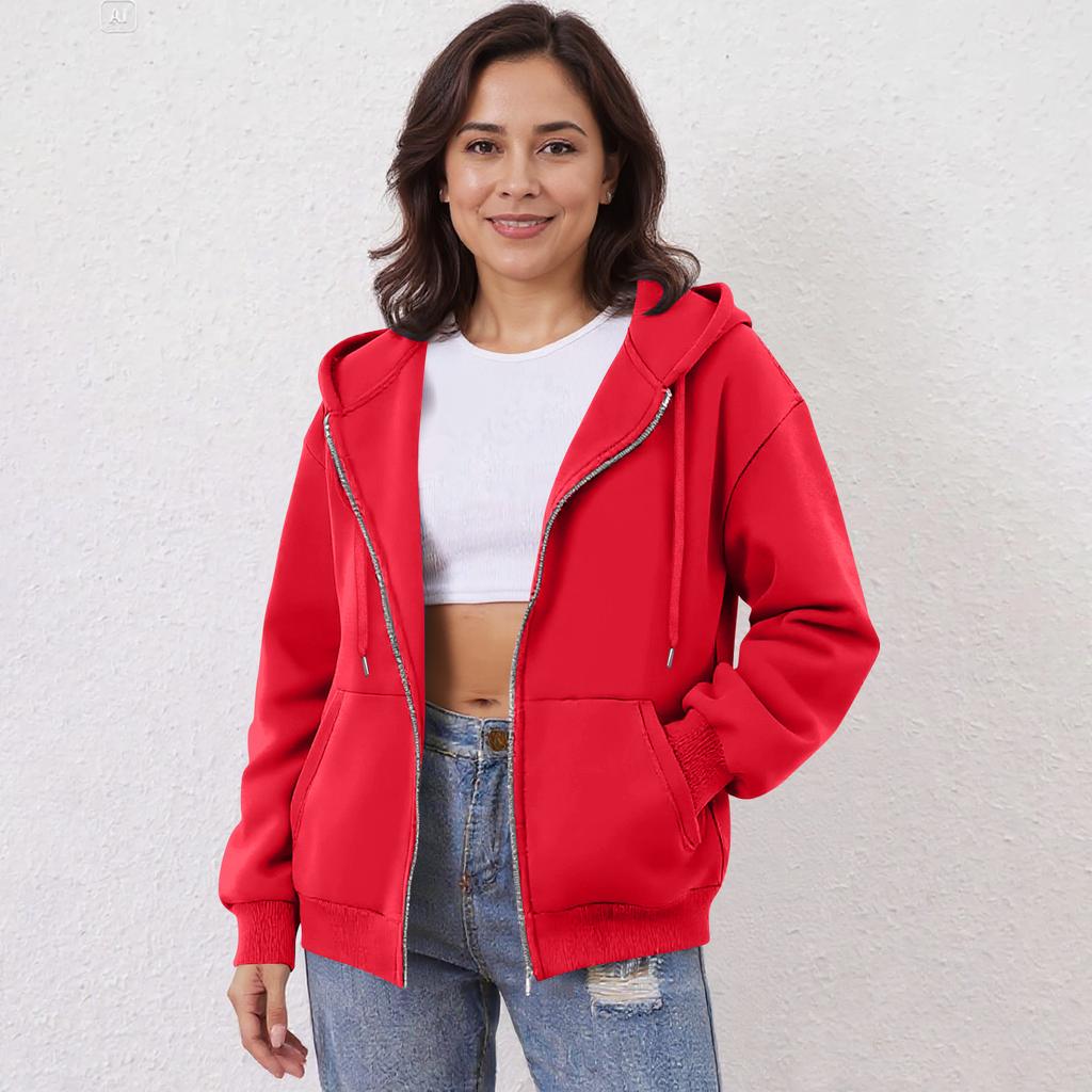 Women's Off Shoulder Zipper Hoodie Sweatshirt  Fashion Clothing Casual Jacket