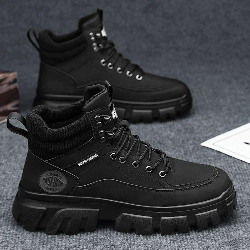 Men High Top Fashion Work Shoes Casual Luxury Retro Men Leather Boots Sneakers Tennis Athletic Shoe 2025 New Outdoor Footwear