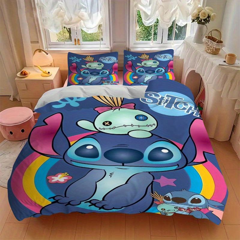 3-teiliges Set Stitch, Alien, Regenbogen-Aufdruck Bettwäsche Bettbezug, weicher und bequemer Bettbezug geeignet für Schlafzimmer und Gästezimmer24