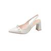 Fashion Elegant Women's High-Heeled Sandals 2025 Style Fine Arch Bow-Tip Design Lightweight  Strap High-End Comfort