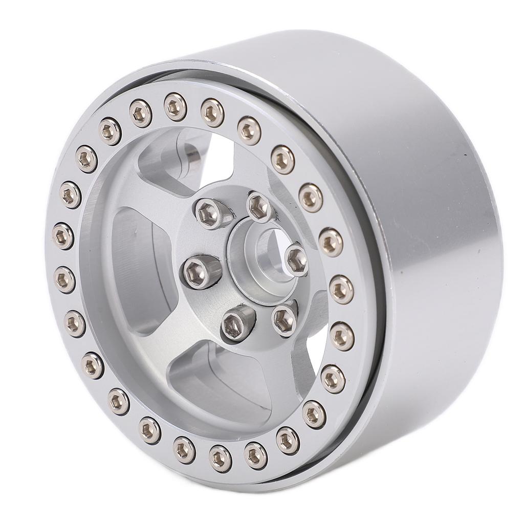 1.9 Inch Beadlock Wheels Aluminum Alloy 5 Hole Silver Rims Non Staining Lock Tire RC Wheel Rims