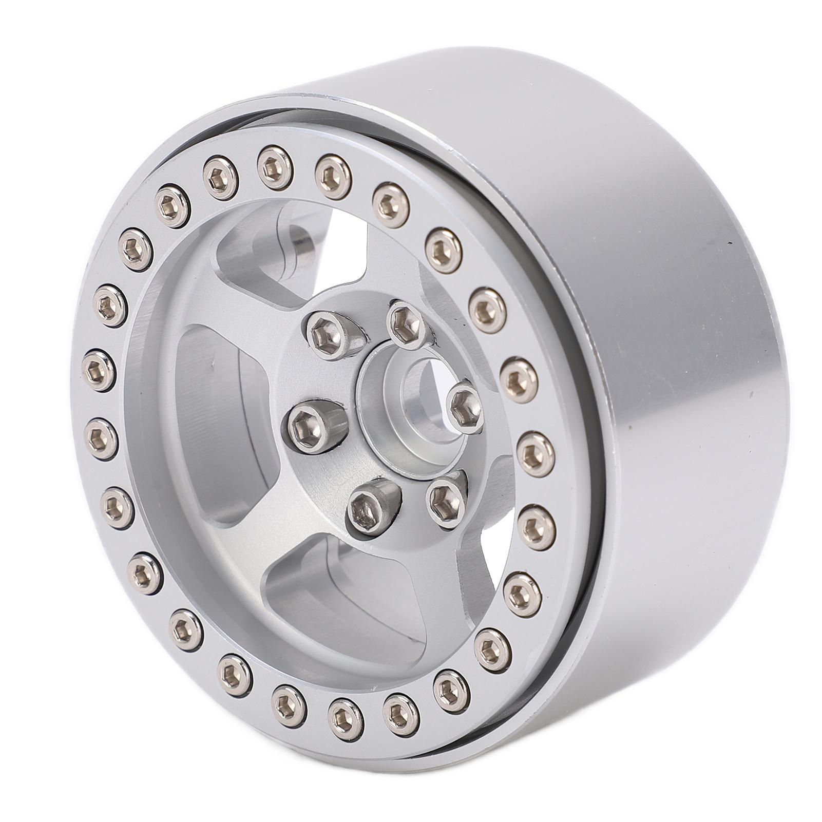 

1,9-дюймові колеса з бідлоком з алюмінієвого сплаву, 5 отворів, срібні диски, що не залишають плям, блокувальні шини, колісні диски для радіокерованих автомобілів срібний