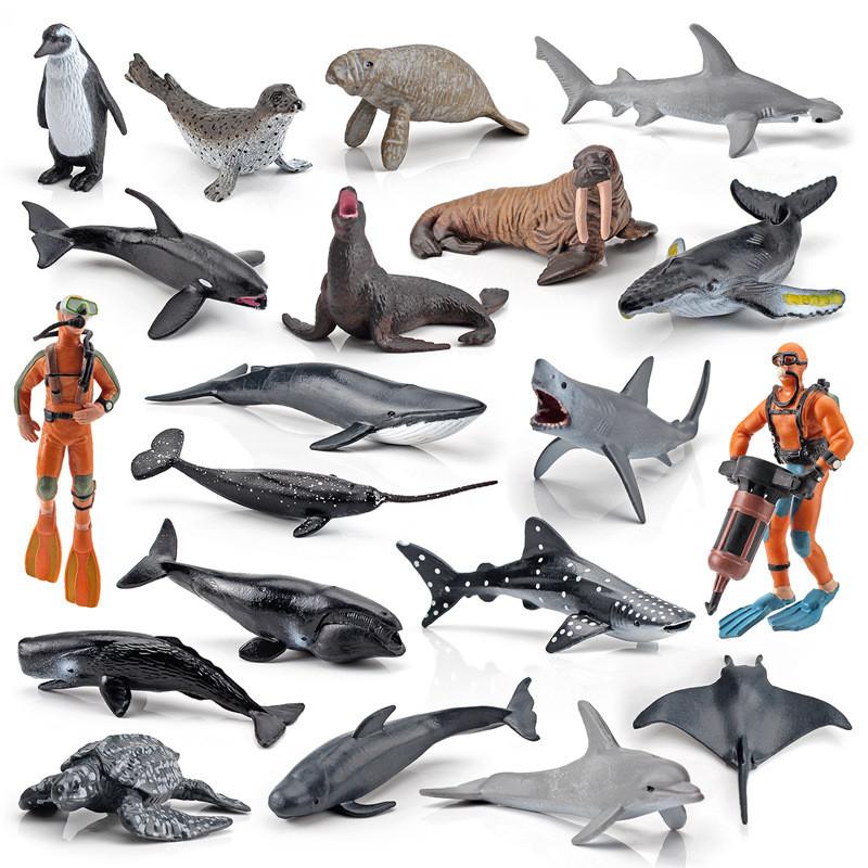 Realistic Pvc Orca Devil Fish Sea Lion Penguin Dolphin Ocean Animal Diver Model Set