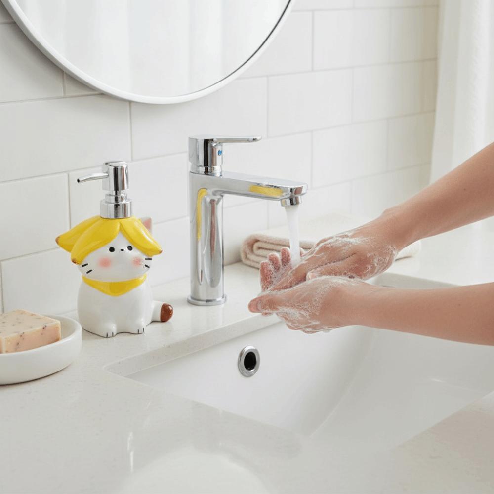 Cartoon Ceramic Soap Dispenser 370ml Cute Hand Soap Dispenser Banana Cat Lotion Bottle Shower Gel