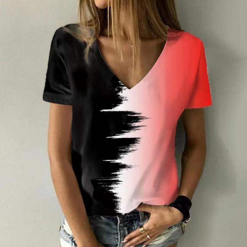 Plus Size Heart Design Pattern Printed T-shirts Summer Fashionable High Quality Short Sleeved