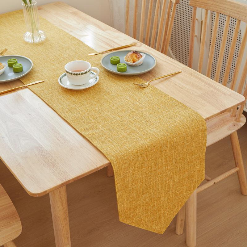 Solid Color Quality Linen Table Runner Simple Modern Rectangular Household Coffee Table Multicolor Table Cloth Bed Flag 30X180cm