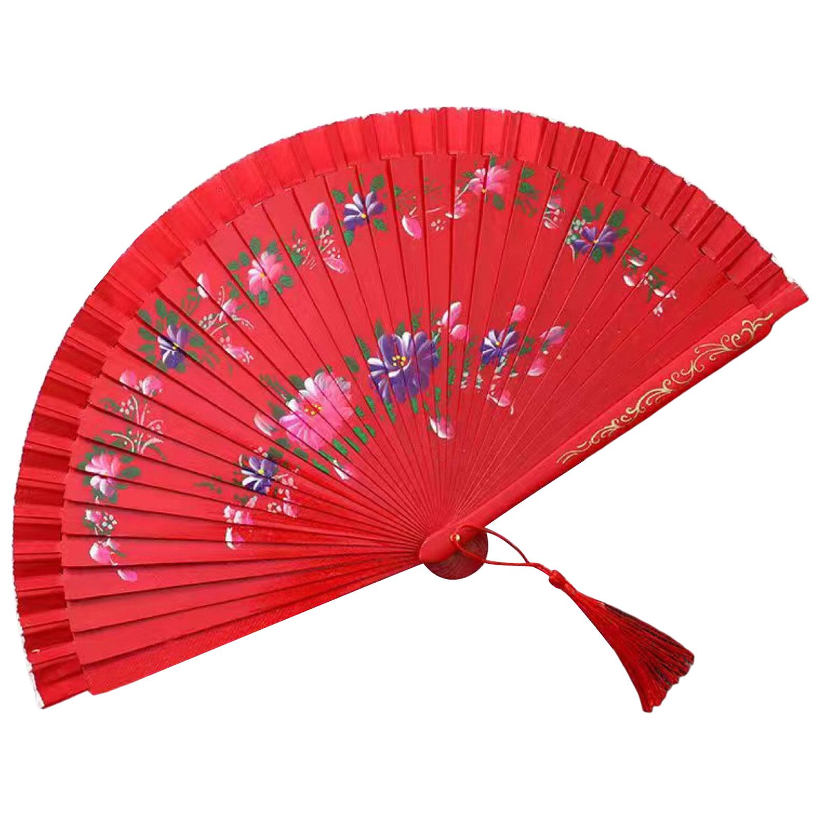 

Фламенко Выступление Двусторонний Ручной Испанский Танцевальный Веер с Цветочным Рисунком Шелковый Складной Веер красный