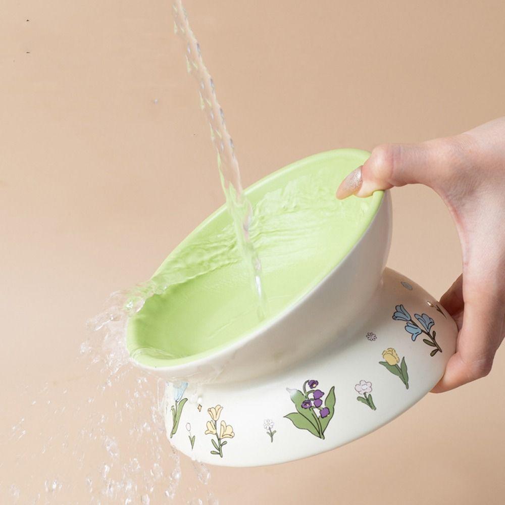 Non-Slip Ceramic Cat Bowl Diagonal High Foot Drinking Bowl  Cervical Vertebra Protection