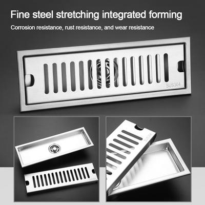 20-50cm Stainless Steel Shower Floor Drain Square Linear Floor Drain Bathroom Sink Strainer