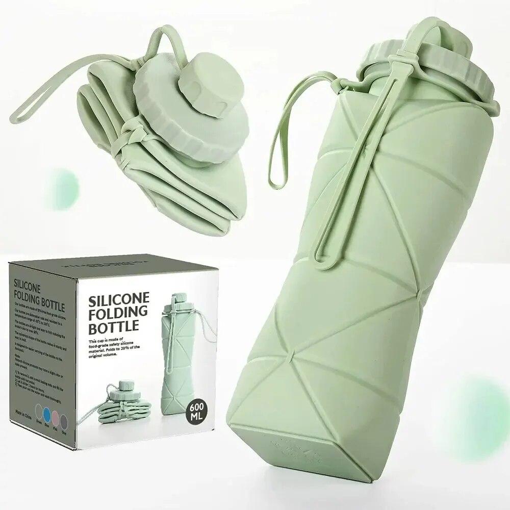 

Складная силиконовая бутылка для воды, спортивная бутылка для воды, устойчивая к падениям, для путешествий на открытом воздухе, переносная кружка для воды, для бега, велоспорта, Campi зелёный