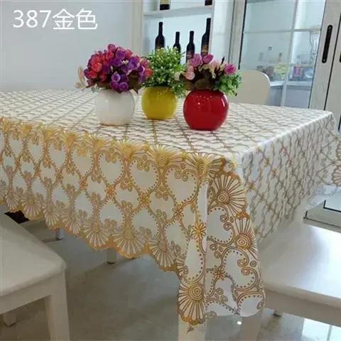 PVC Hot Stamping Desk Cover Waterproof Scald Proof Oil Proof Wash Free Table Mat Household Coffee Rectangular Table Cloth