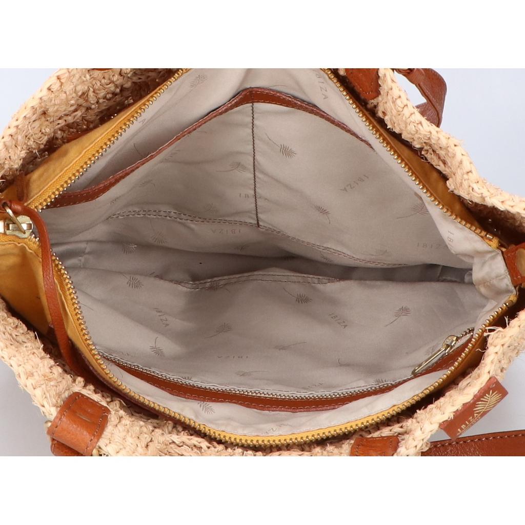 IBIZA [Beautiful Condition] Raffia x Leather Semi Shoulder bag natural brownUsed