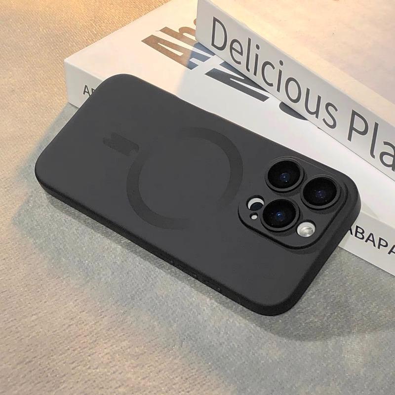 Luxusní magnetické pouzdro MagSafe s bezdrátovým nabíjením pro iPhone 16, 15, 11, 13, 12, 16 Pro Max XR, černé, nárazuvzdorné, silikonové