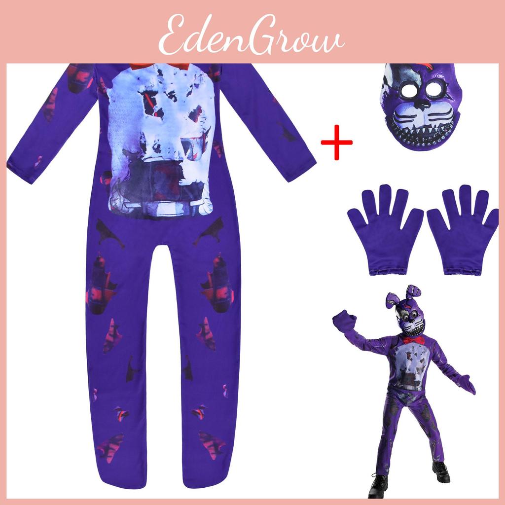 Unisex Sundrop Fnaf Toy Bear Cosplay Costume Bodysuit Jumpsuit Mask Glove For Carnivals