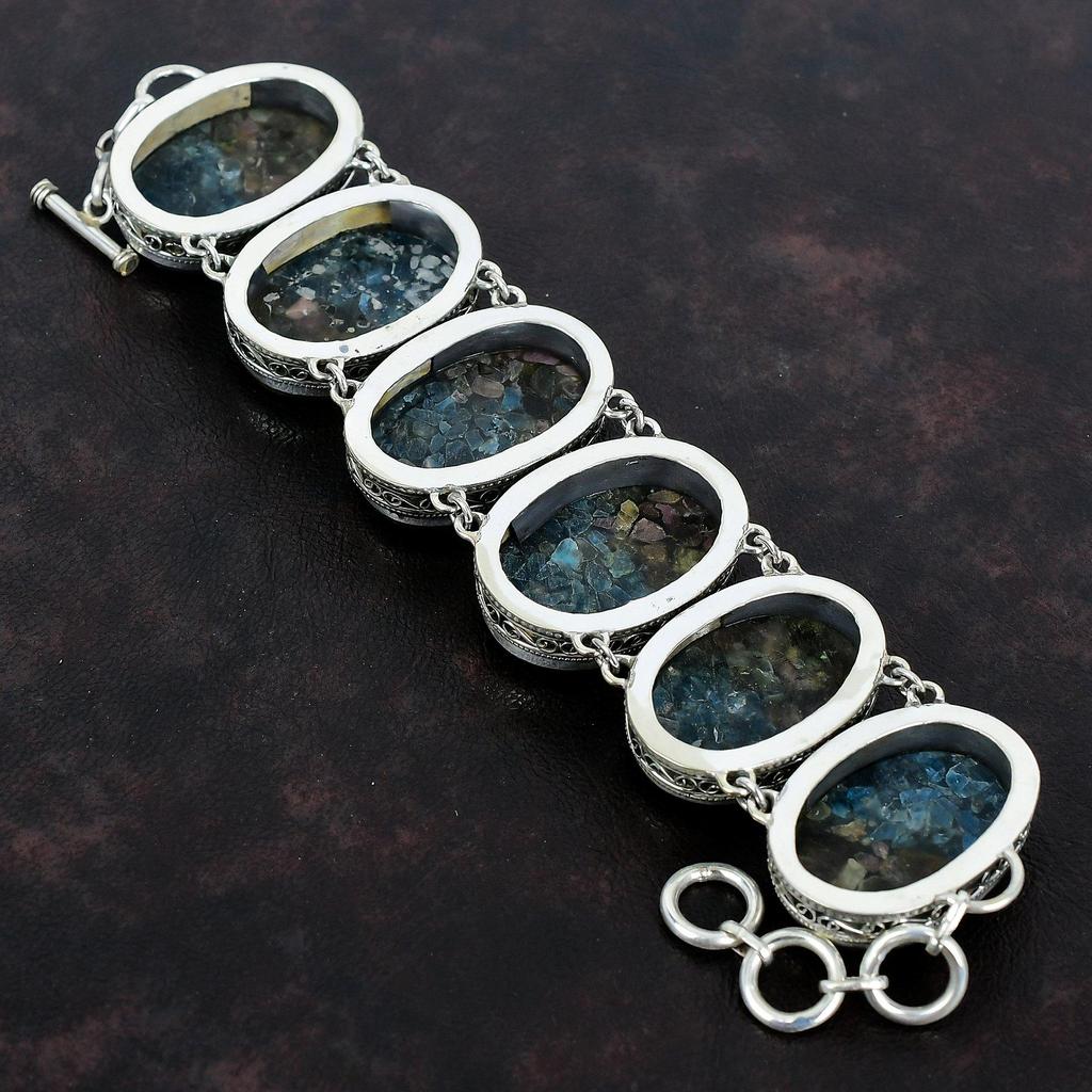 Copper Watermelon Tourmaline Bracelet 925 Sterling Silver Bracelet Vintage Gemstone Bracelet Handmade Boho Jewelry Adjustable Chain Bracelet