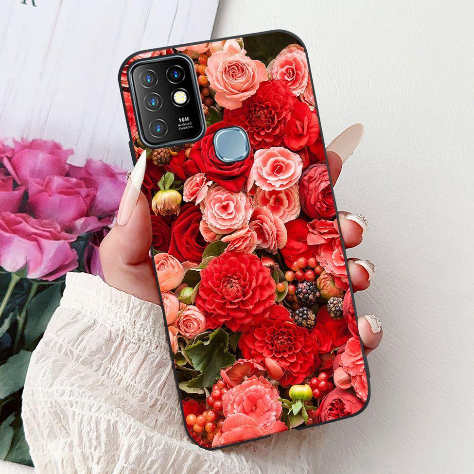 For Infinix Hot 10 Case Silicone Cute Cat Fashion Flowers Luxury Painted Back Cover For Inifnix Hot 10 Phone Case X682B X682C