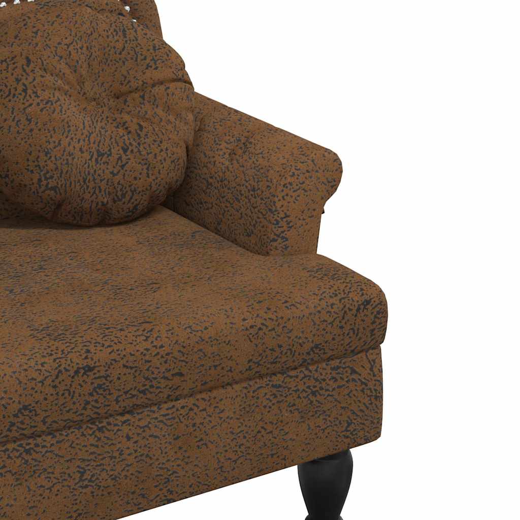 Bench with Cushions Brown 120.5 X 65 X 75 Cm Faux Suede