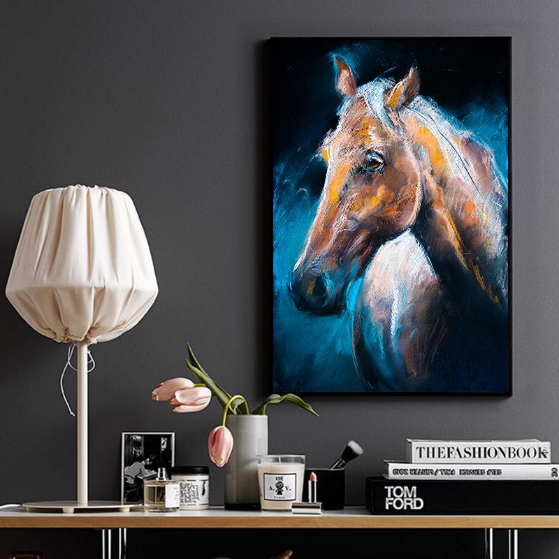 Abstract Colorful Chalk Drawing Horses Canvas Posters Print Modern Wall Art Pictures For Living Room Bedroom Aisle Studio Cafe