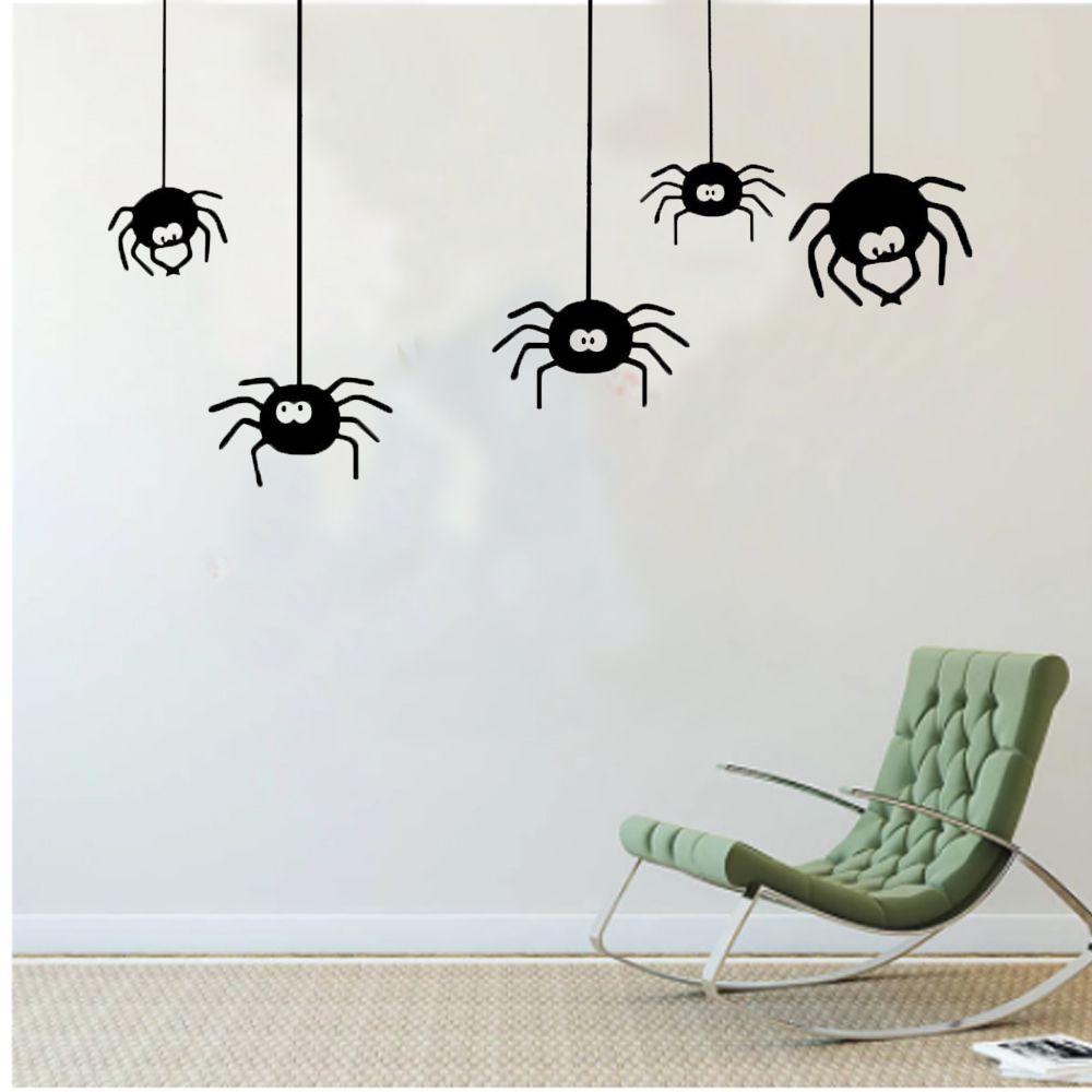 Funny Black On Wall Prank Window Wallpaper Decal Spider Sticker Halloween Decoration