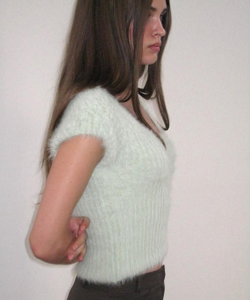 ASURA Fluffy Short Sleeve Knit (Light Green)