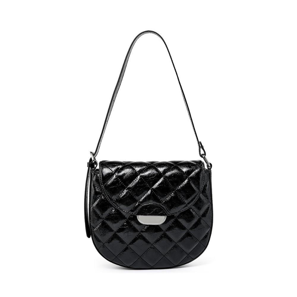 

Премиальная сумка-ромб подмышку, Новая дизайнерская сумка «свиной пятачок», Полукруглая кожаная сумка через плечо чёрный