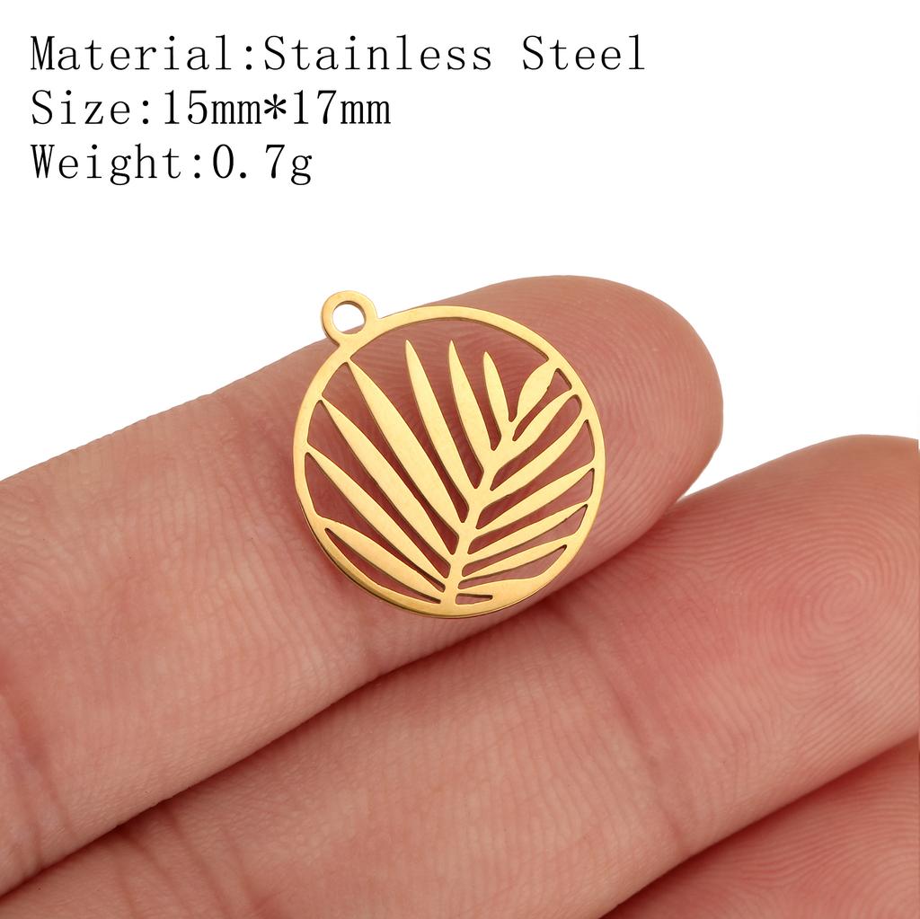 5Pcs Pineapple/Monstera Leaf/Tropical Hawaii Palm Tree Charms Stainless Steel Conch Pendant DIY Bracelet Necklace Jewelry Making