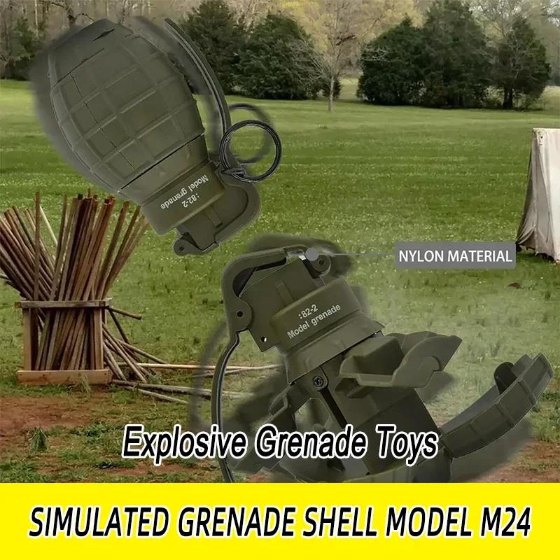 Nylon Grenade Toy Explosion Grenade Toy, Airsoft Grenade Model, Anti-Fall, Refillable, Gel Ball, Confetti, Flour