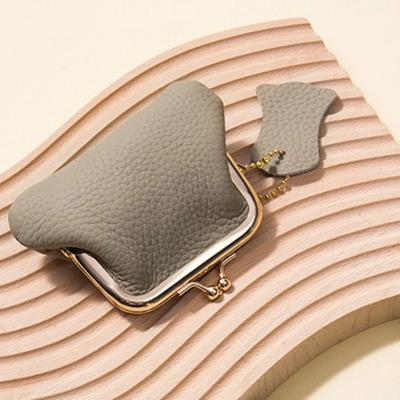 Schmuckbeutel Kiss Lock Leder Geldbörse Schlüssel/Lippenstifte/Kopfhörer Kleine Tasche Mini Münzbörse Damen